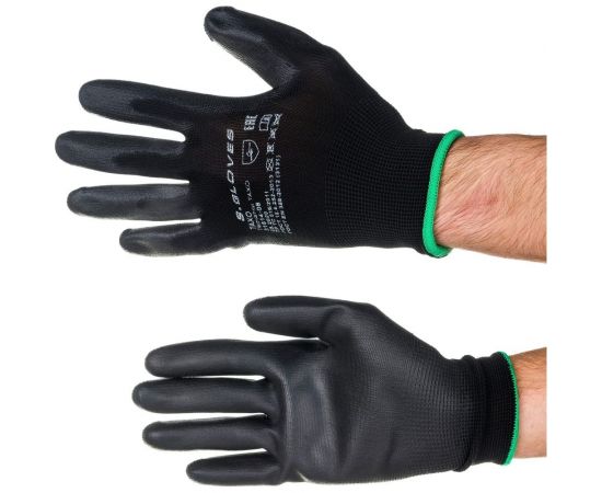 Нейлоновые перчатки с полиуретановым покрытием S. GLOVES TAXO черные, размер 08 31614-08 
