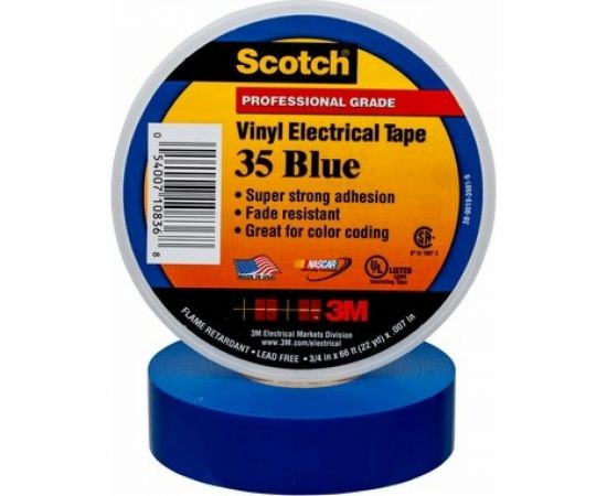 Изоляционная лента высшего класса 3М Scotch 35 синяя 19мм х 20м х 0,18мм 7100238733 