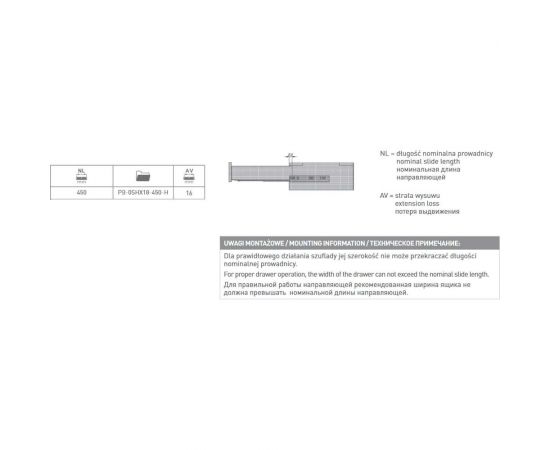 Направляющие полного выдвижения GTV MODERN SLIDE L-450 c 3D регулировкой, с доводчиком PB-3D0SHX18-450-H – изображение 2