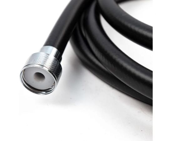 Шланг для душа, смесителя, лейки TUBOFLEX ПВХ, армированный, 2,0 м, черный матовый, с хромированной гайкой ШДПВХTF200ЧМХГ – изображение 2