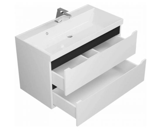 Тумба под раковину для ванной комнаты uperwood Tanos подвесная_80 см, белая/графит 2930205142 – изображение 2