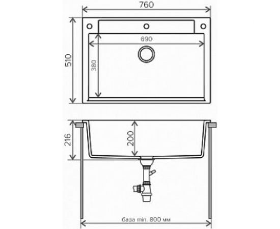 Кухонная мойка Polygran ARGO-760 (№302 Песочный) 575912 – изображение 2