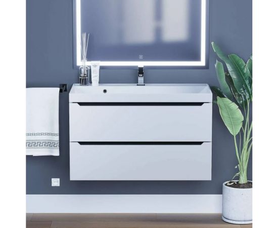 Тумба под раковину для ванной комнаты uperwood Tanos подвесная_80 см, белая/графит 2930205142 – изображение 3