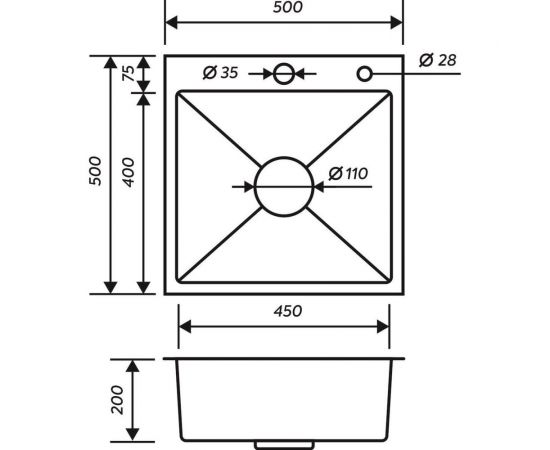 Набор 3 в 1 (кухонная мойка+ корзина раздвижная+ дозатор врезной) РМС MR-5050 – изображение 4