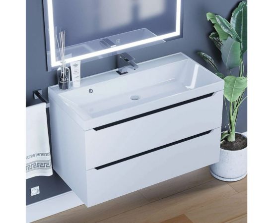 Тумба под раковину для ванной комнаты uperwood Tanos подвесная_80 см, белая/графит 2930205142 – изображение 4