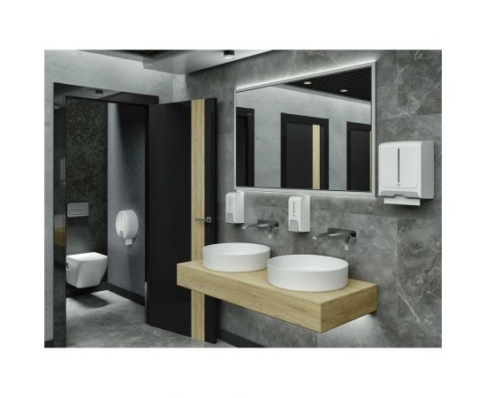 Дозатор для жидкого мыла HOR X12 нажимной, 1.2 л, СТАНДАРТ, корпус белый, кнопка серая HOR-42130615 – изображение 5