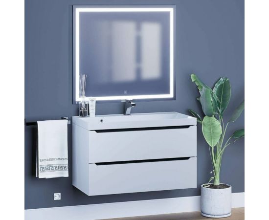 Тумба под раковину для ванной комнаты uperwood Tanos подвесная_80 см, белая/графит 2930205142 – изображение 7