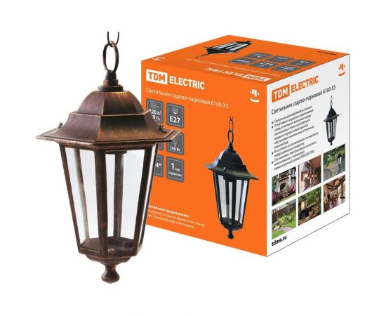 Садово-парковый светильник TDM 6100-15 шестигранник, 100Вт, подвес, бронза SQ0330-0020 