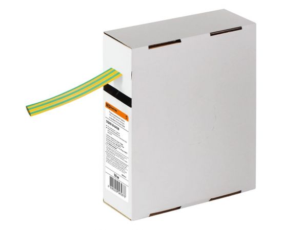 Термоусаживаемая трубка TDM ТУТнг 10/5 желто-зеленая в коробке (10 м/упак) SQ0518-0428 