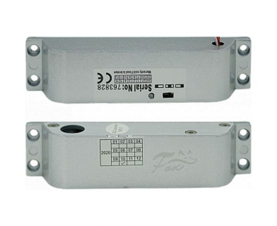 Ригельный электромагнитный замок для всех типов дверей FOX, накладной. усилие на сдвиг 1200кг. встроенная плата задержки с регулировкой открытия от 0,5 сек до 25 сек. встроенный датчик положения двери. индикация открытия закрытия. FX-M100B 