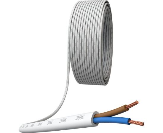 Провод ЭРА ШВВП 2x0,75 мм2, 10м, белый Б0058841 