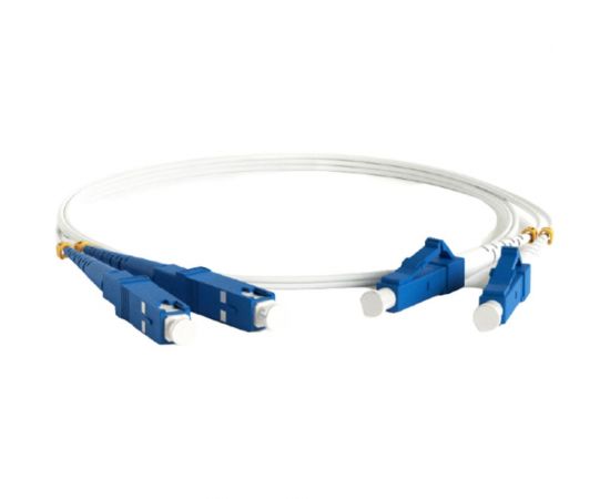 Волоконно-оптический шнур Hyperline FC-D2-9A1-LC/UR-SC/UR-H-1M-LSZH-WH патч-корд SM 9/125 39409 