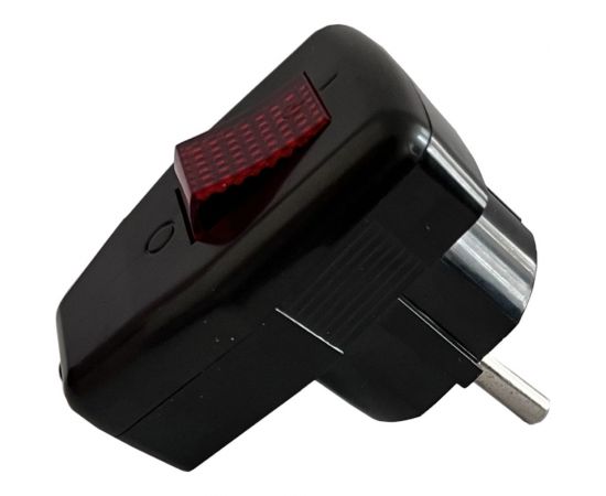 Угловая вилка DORI с выключателем, с заземлением, черная 16696 