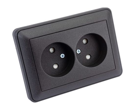 Двухместная розетка Schneider Electric WESSEN 59 Черный бархат б/з в сборе с рамкой RS16-254-68 