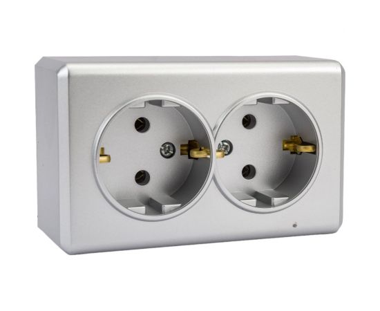 Розетка Vesta Electric vesta-electric mega silver двойная с заземлением FRZ00010222SRM – изображение 2