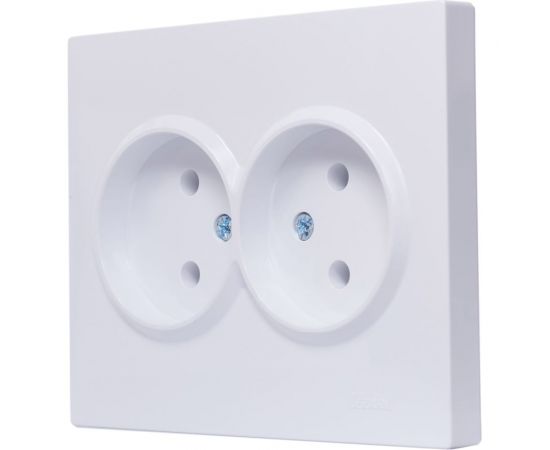 Двойная розетка Lezard VESNA без заземления, ПБТ, белая 742-0200-128B – изображение 2