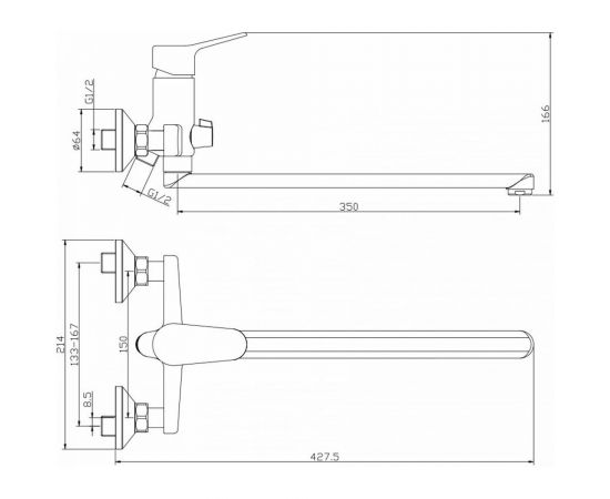 Смеситель для ванны с длинным изливом OLIVES NEVADA 03221NV – изображение 2