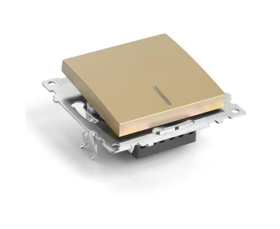 Механизм 1-клавишного выключателя c индикатором STEKKER 250в, 10а, серия катрин, золото, gls10-7101-08, 49215 – изображение 2