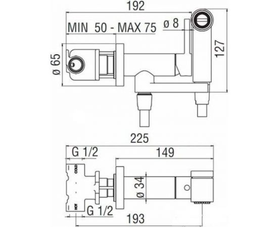 Комплект для гигиенического душа Nobili встроенный смеситель, гигиеническая лейка, шланг, матовый черный av00600bm 00000099935 – изображение 2