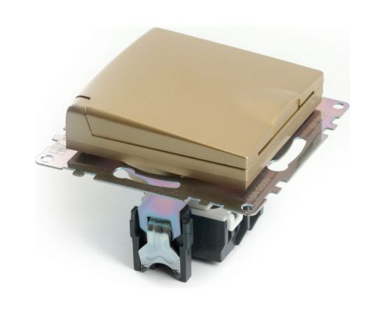 Механизм 1-местной розетки STEKKER с крышкой, с защитными шторками, с заземлением, 250в, 16а, серия катрин, золото, gls16-7112-08, 49222 – изображение 2