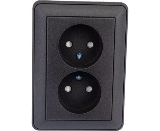 Двухместная розетка Schneider Electric WESSEN 59 Черный бархат б/з в сборе с рамкой RS16-254-68 – изображение 2