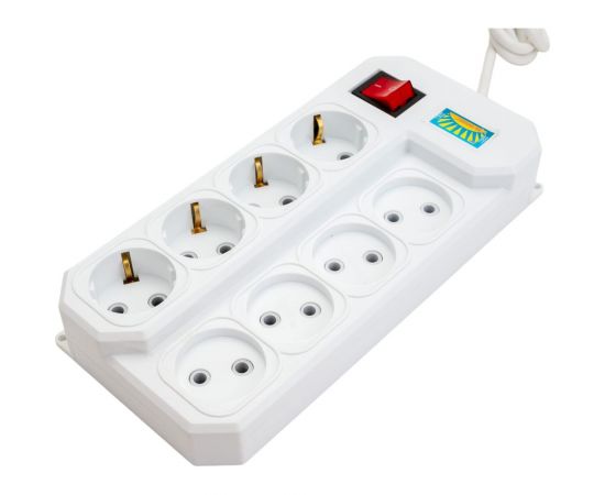 Сетевой фильтр ПЕРЕСВЕТ+ удлинитель на 8 гнезд, шнур ПВС 3х0,75, 3 м 4620003920646 – изображение 3