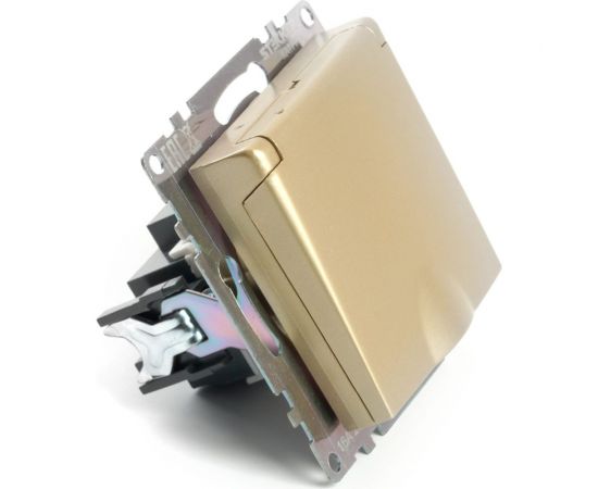 Механизм 1-местной розетки STEKKER с крышкой, с защитными шторками, с заземлением, 250в, 16а, серия катрин, золото, gls16-7112-08, 49222 – изображение 3