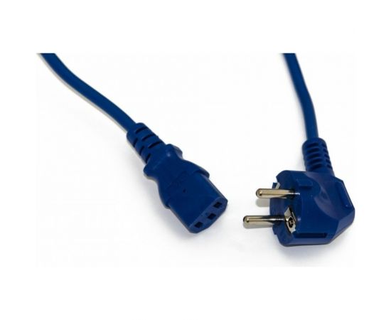 Кабель питания компьютера Hyperline Schuko+C13 3x0.75, 10A, угловая вилка, 1.8м, цвет синий ПВС-АП-3x0,75-250-S22C13-10-1,8 ГОСТ 28244-96 281889 – изображение 3