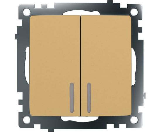Механизм 2-клавишного выключателя c индикатором STEKKER 250в, 10а, серия катрин, золото, gls10-7102-08, 49217 – изображение 4