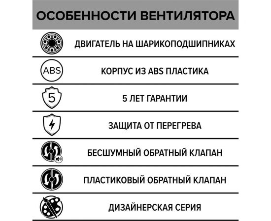Осевой вытяжной вентилятор ERA RIO 5C Obsidian, диаметр 123 мм, декоративный 90-06997 – изображение 5