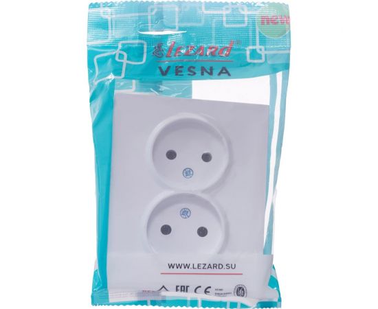 Двойная розетка Lezard VESNA без заземления, ПБТ, белая 742-0200-128B – изображение 7