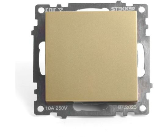 Механизм 1-клавишного выключателя STEKKER 250в, 10а, серия катрин, золото, gls10-7103-08, 49213 