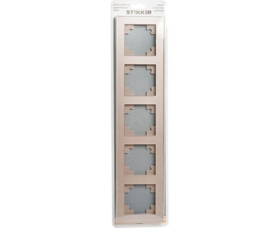 Горизонтальная 5-местная рамка STEKKER серия Катрин, стеклянная, GFR00-7005-02, шампань 39638 