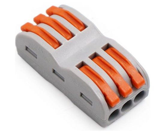 Клемма двухсторонняя зажимная для соединения кабелей 3 контакта, серая, 5 штук Pro Legend PL3821 