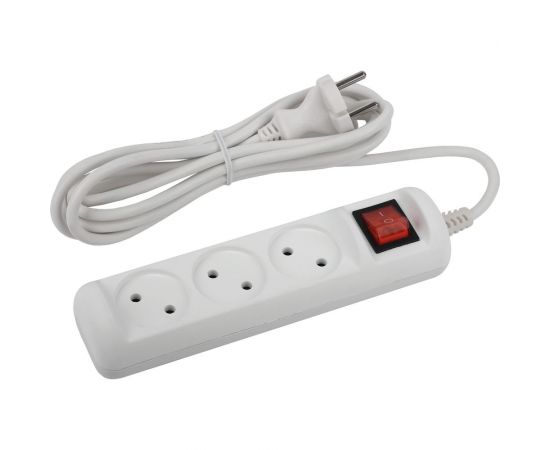 Удлинитель без заземления с выключателем ЭРА U3s3m2x1, 3гн, 3м, ПВС, 2х1мм2, 10А 20/720 Б0044050 