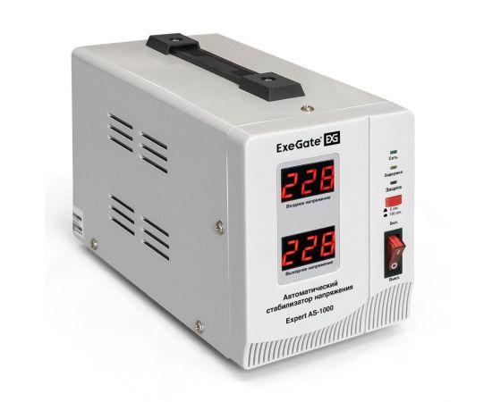 Стабилизатор напряжения ExeGate Expert AS-1000 1000ВА, вход 140-260В, двойная цифр. индикация вход вых. напряжения, выход 220В-8, КПД 98%, 5 уровней защиты 291721 