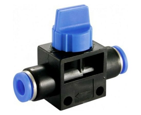 Прямой фитинг цанговый с краном 6 мм - 6 мм Pegas pneumatic 6001 