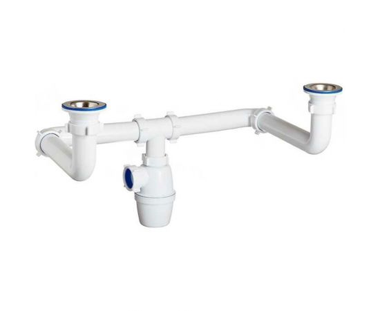 Двойной бутылочный сифон ORIO одноуровневый 1 1/2x40, со смещенными сливами К-4309 