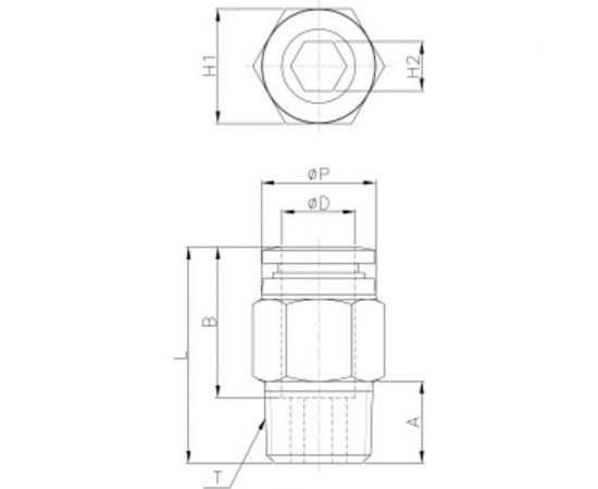Фитинг 8 мм с наружной металлической резьбой R1/2" CDC Pneumatics PC 0804 – изображение 2