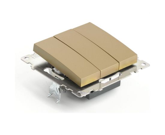 Механизм 3-клавишного выключателя STEKKER 250в, 10а, серия катрин, золото, gls10-7108-08, 49219 – изображение 2