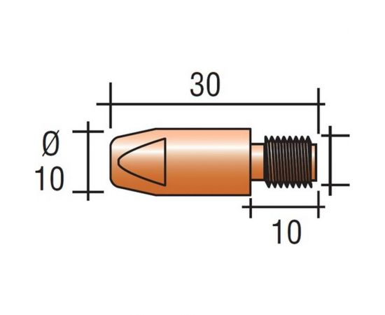 Наконечник токопроводящий 10 шт, CU-E, М8x30 мм, d=1.0 мм для горелок mig/mag энаргит CU-E-M8-30-10-10 – изображение 2