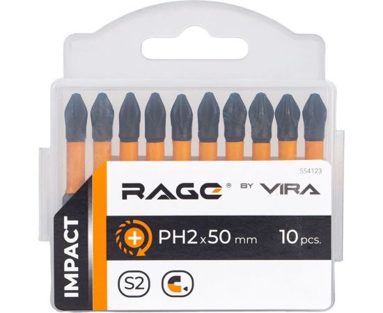Биты торсионные S2, PH2, 50 мм, 10 шт rage by VIRA 554123 – изображение 2