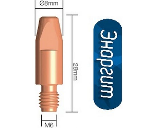 Наконечник токопроводящий 20 шт, CU-E, М6x28 мм, d=1.2 мм для горелок mig/mag энаргит CU-E-M6-28-12-20 – изображение 2