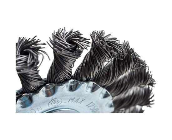 Щетка плоская (100х22 мм; крученая проволока) для УШМ vertextools 12100-100 – изображение 3