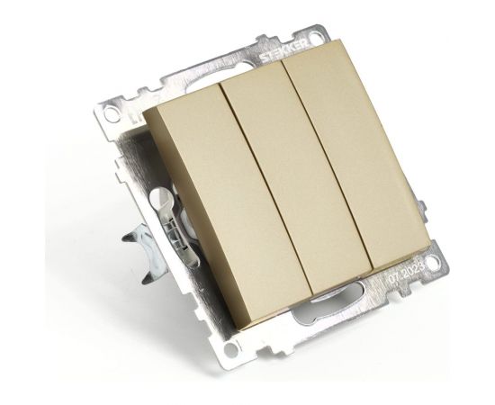 Механизм 3-клавишного выключателя STEKKER 250в, 10а, серия катрин, золото, gls10-7108-08, 49219 – изображение 3