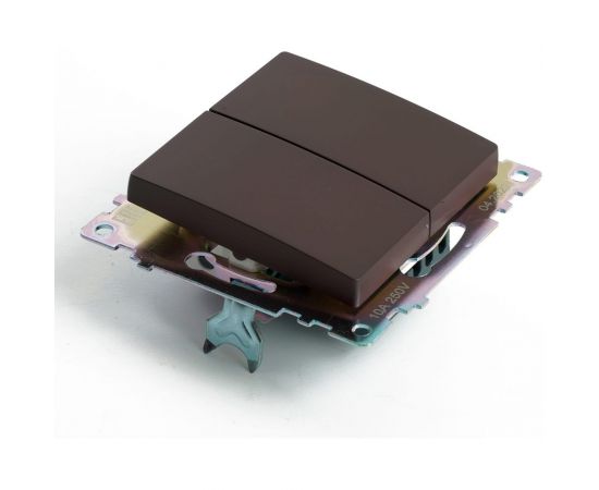 2-клавишный переключатель (механизм) STEKKER gls10-7107-04, 250v, 10а, серия катрин, шоколад, 49170 – изображение 3