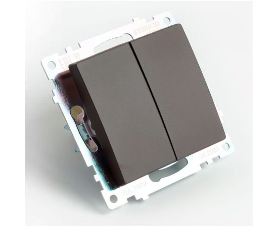 2-клавишный переключатель (механизм) STEKKER gls10-7107-04, 250v, 10а, серия катрин, шоколад, 49170 – изображение 4