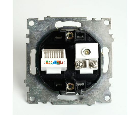 Механизм TV + компьютерной RJ-45 розетки STEKKER GLS00-7106-05 серия Катрин, черный 49182 – изображение 5