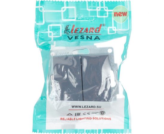 Проходной двойной выключатель Lezard VESNA графит 742-3488-106 – изображение 6