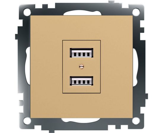 Механизм 2-местной usb розетки STEKKER 250в, 2,1а, серия катрин, золото, gls10-7115-08, 49229 – изображение 6